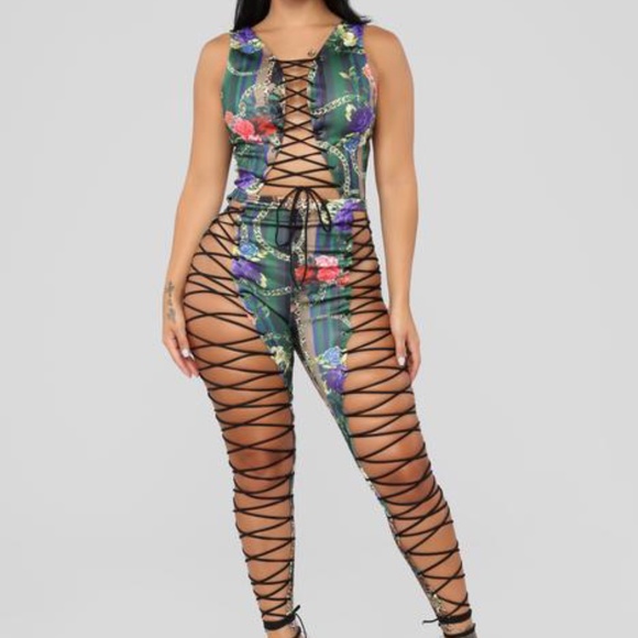 LACE UP JUMP SUIT - Picture 2 of 5